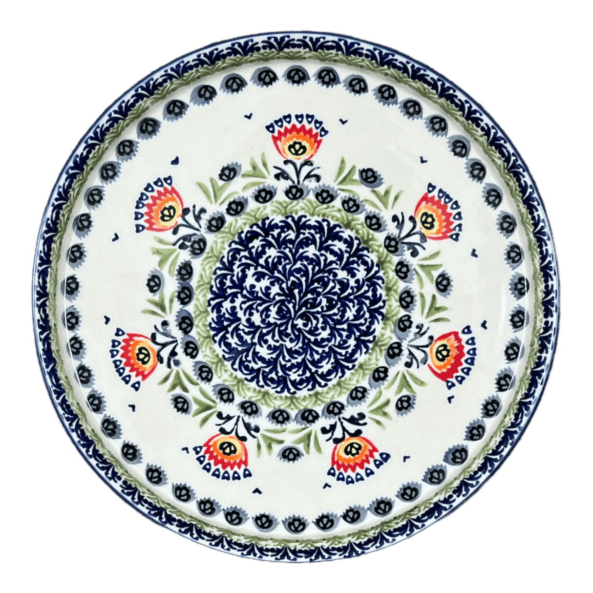 Tray, Round, 10.25" in "Floral Fans" by Manufaktura | T153S-P314