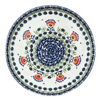 A picture of a Polish Pottery Tray, Round, 10.25" in "Floral Fans" by Manufaktura | T153S-P314 as shown at PolishPotteryOutlet.com/products/round-tray-floral-fans-t153s-p314