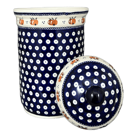 Polish Pottery Zaklady 2 Liter Container (Persimmon Dot) | Y1244-D479 Additional Image at PolishPotteryOutlet.com