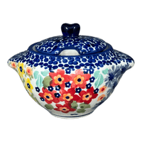 A picture of a Polish Pottery 3" Sugar Bowl (Brilliant Garden) | C003S-DPLW as shown at PolishPotteryOutlet.com/products/3-sugar-bowl-brilliant-garden-c003s-dplw