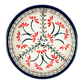 Polish Pottery Zaklady 6.25" Round Magnolia Bowl (Scarlet Stitch) | Y833A-A1158A Additional Image at PolishPotteryOutlet.com