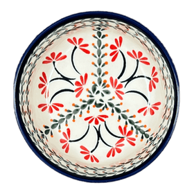 Polish Pottery Bowl, Round, Magnolia, 6" in "Scarlet Stitch" by Zaklady | Y833A-A1158A Additional Image at PolishPotteryOutlet.com