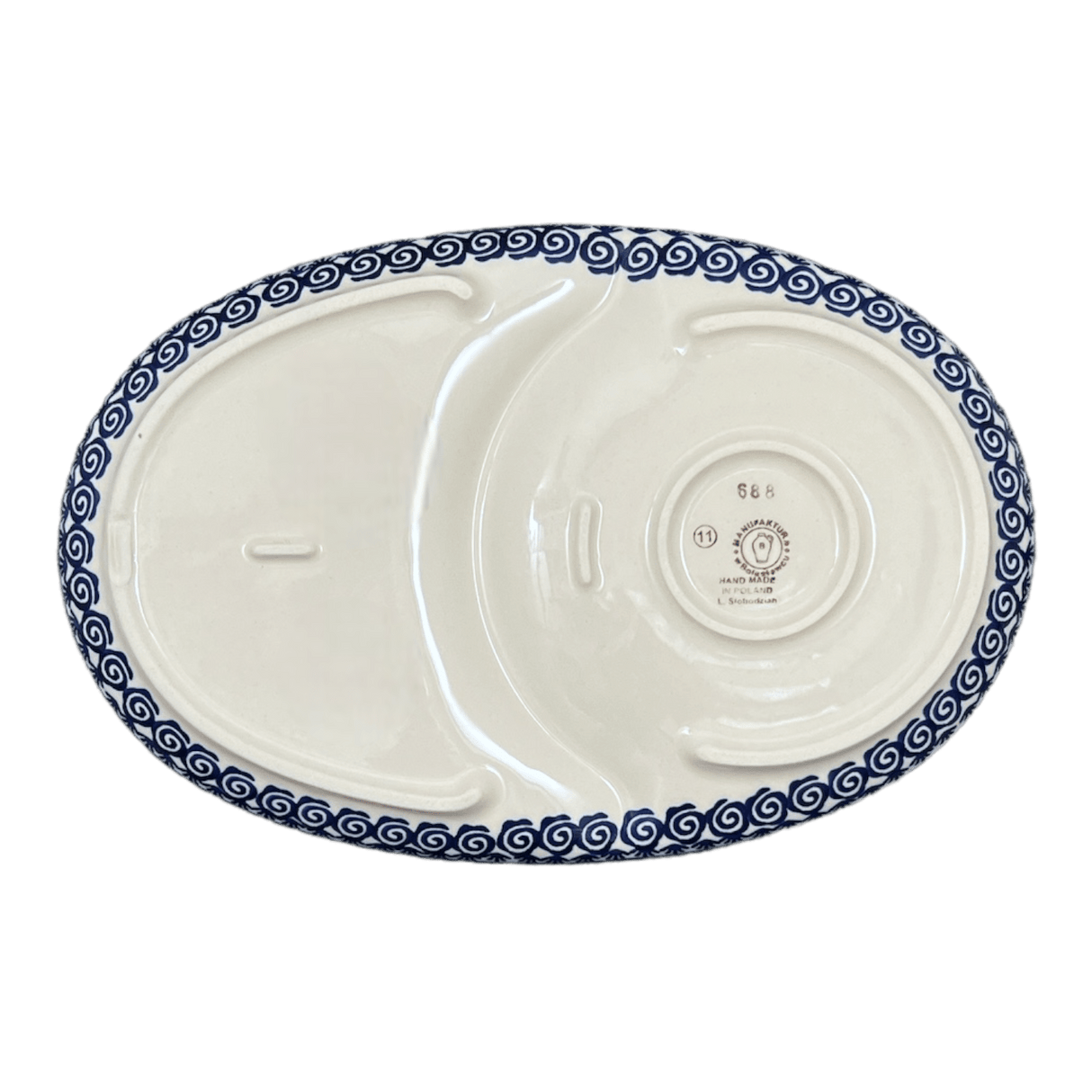 Plate, Oval, Soup & Sandwich, 11.75" x 7.25" in "Flower Power" by Manufaktura | P006T-JS14
