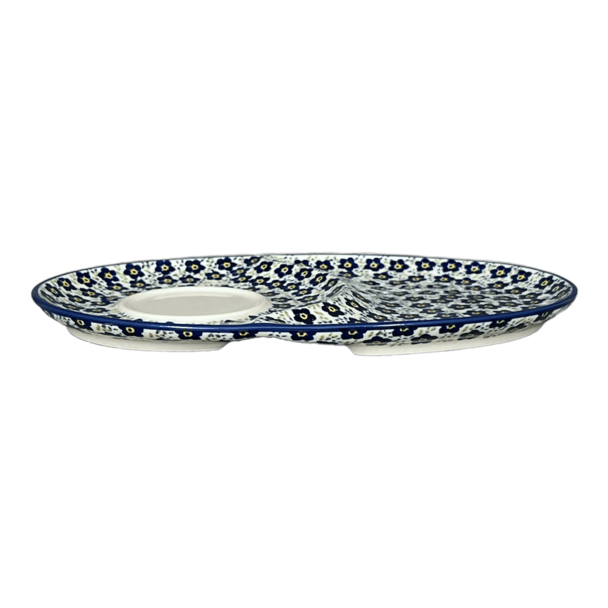 Plate, Round, Soup & Sandwich, 11.75" x 7.25" in "Floral Revival Blue" by Manufaktura | P006U-MKOB