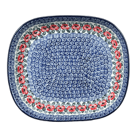 A picture of a Polish Pottery Baker, Rectangular, 10.5" x 12" in "Rosie's Garden" by Ceramika Artystyczna | A156-1490X as shown at PolishPotteryOutlet.com/products/c-a-10-5-x-12-baker-rosies-garden-a156-1490x