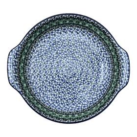 Polish Pottery Baker, Round Handles, 10.25" in "Ring of Green" by Ceramika Artystyczna | A417-1479X Additional Image at PolishPotteryOutlet.com