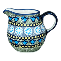 A picture of a Polish Pottery The Cream of Creamers-"Basia" (Blue Bells) | D019S-KLDN as shown at PolishPotteryOutlet.com/products/6-5-oz-the-cream-of-creamers-basia-blue-bells-d019s-kldn