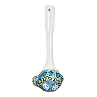 A picture of a Polish Pottery Gravy Ladle (Blue Bells) | L015S-KLDN as shown at PolishPotteryOutlet.com/products/7-5-gravy-ladle-blue-bells-l015s-kldn