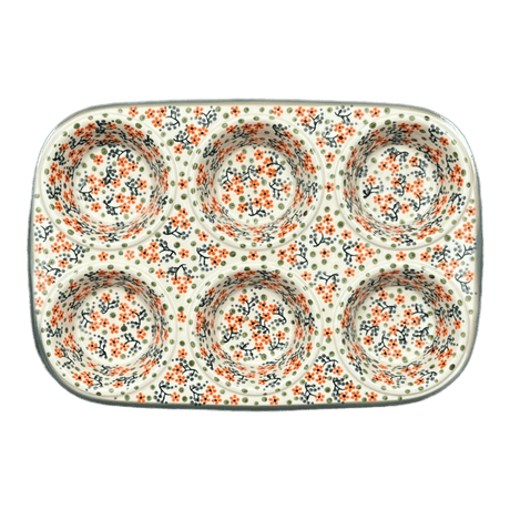 Muffin Pan, 8.5" x 12.5" in "Peach Blossoms - Solid Rim" by Manufaktura | F093S-AS46A