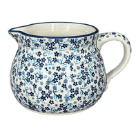 A picture of a Polish Pottery 1.5 Liter Pitcher (Scattered Blues) | D043S-AS45 as shown at PolishPotteryOutlet.com/products/1-5-l-wide-mouth-pitcher-scattered-blues-d043s-as45