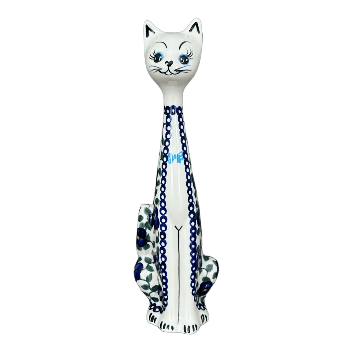 Figurine, Tall Cat, 12.5", WR (WR40A) in "Pansy Storm" by W.R. Ceramika | WR40A-EZ3