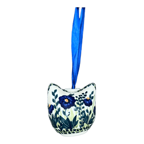 Ornament, Cat Head in "Bouncing Blue Blossoms" by Manufaktura | K142U-IM03