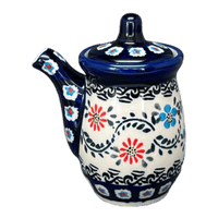 A picture of a Polish Pottery Zaklady Soy Sauce Pitcher (Climbing Aster) | Y1947-A1145A as shown at PolishPotteryOutlet.com/products/soy-sauce-pitcher-climbing-aster-y1947-a1145a