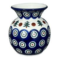 A picture of a Polish Pottery Vase, Tall, 4" in "Peacock Pine" by Ceramika Artystyczna | A048-366X as shown at PolishPotteryOutlet.com/products/c-a-4-tall-vase-peacock-pine-a048-366x