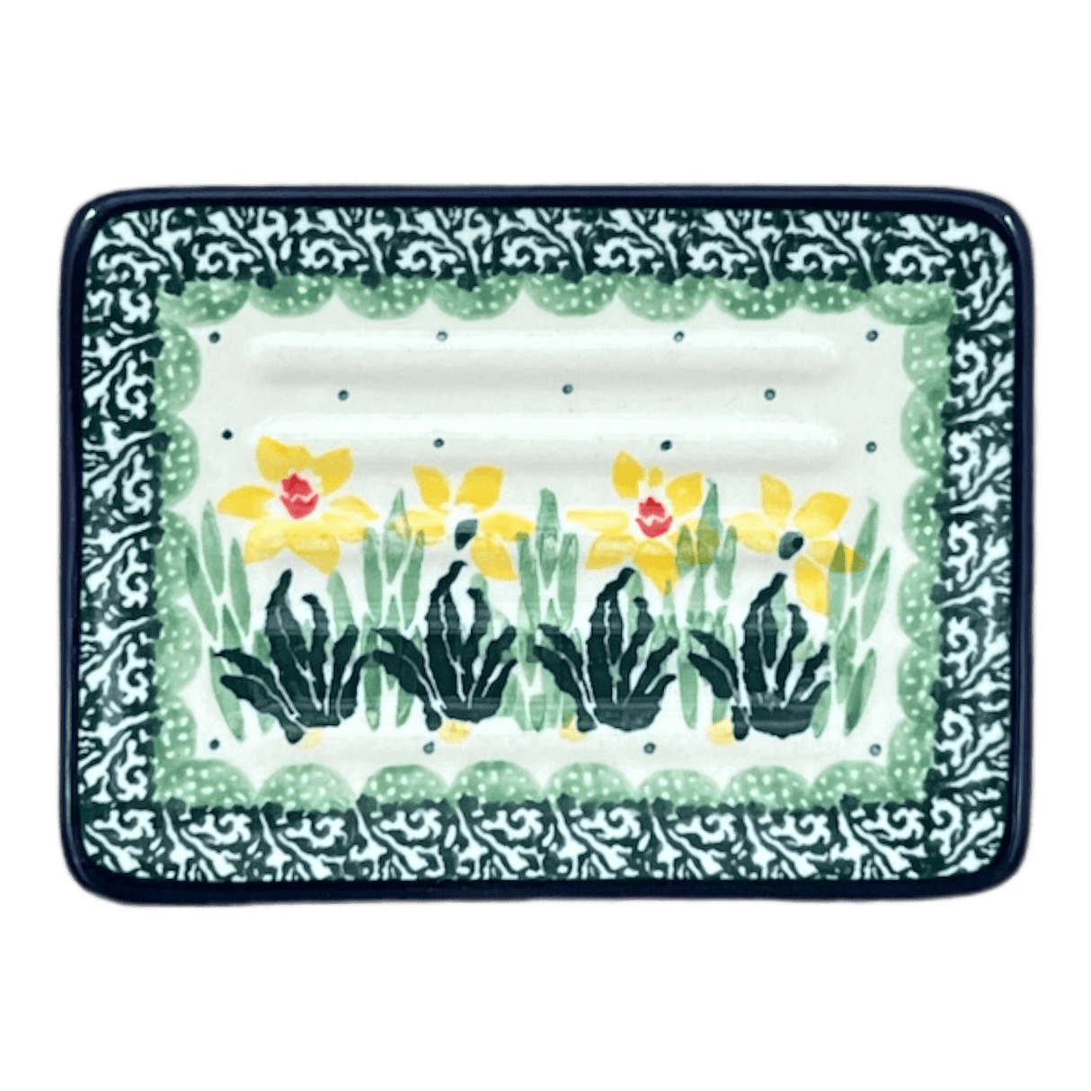 Soap Dish, Rectangular, 3.25" x 4.5" in "Daffodils in Bloom" by Ceramika Artystyczna | AA97-2122X