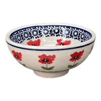 A picture of a Polish Pottery Dipping Bowl (Poppy Garden) | M153T-EJ01 as shown at PolishPotteryOutlet.com/products/dipping-bowl-poppy-garden-m153t-ej01