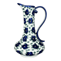 A picture of a Polish Pottery Pitcher, Lotos, 0.8 Liter, WR (WR7E) in "Pansy Storm" by W.R. Ceramika | WR7E-EZ3 as shown at PolishPotteryOutlet.com/products/0-8-liter-lotos-pitcher-pansy-storm-wr7e-ez3