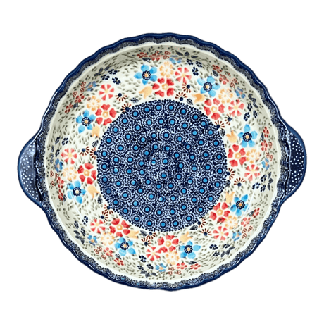 Plate, Round, Pie Plate, Handles, 9.75" in "Festive Flowers" by Manufaktura | Z148S-IZ16