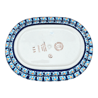 A picture of a Polish Pottery Fancy Butter Dish (Blue Diamond) | M077U-DHR as shown at PolishPotteryOutlet.com/products/7-x-5-fancy-butter-dish-blue-diamond-m077u-dhr