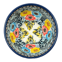 A picture of a Polish Pottery Bowl, Round, Fancy, 5.5" in "Brilliant Garland" by Manufaktura | C018S-WK79 as shown at PolishPotteryOutlet.com/products/5-5-fancy-bowl-brilliant-garland-c018s-wk79