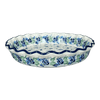 Polish Pottery Quiche/Pie Dish, 10" in "Hyacinth in the Wind" by Ceramika Artystyczna | A636-2037X at PolishPotteryOutlet.com