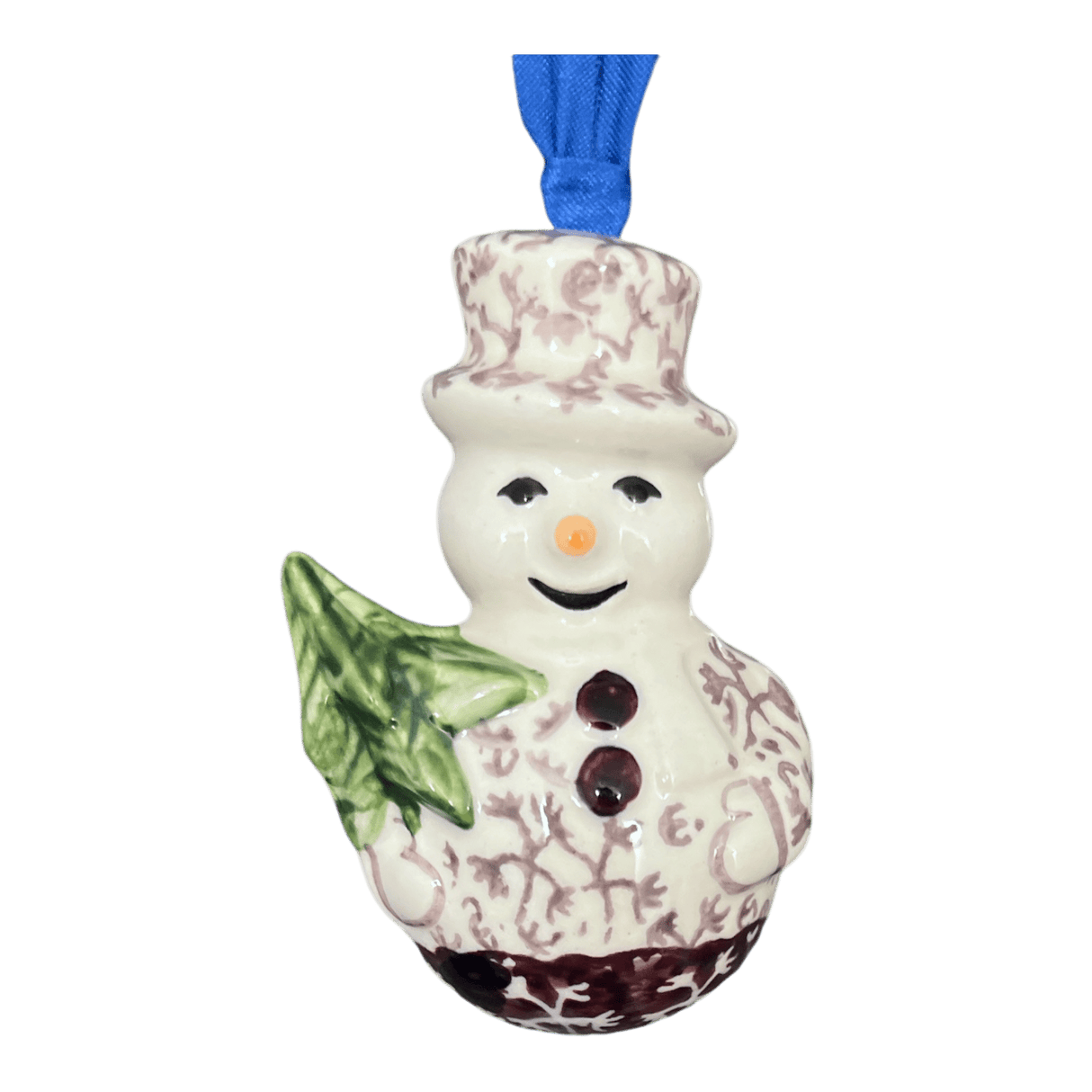 Ornament, Snowman with Tree, 2" in "Merlot Thicket" by Manufaktura | K143T-P352