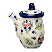 A picture of a Polish Pottery Zaklady Soy Sauce Pitcher (Floral Pine) | Y1947-D914 as shown at PolishPotteryOutlet.com/products/soy-sauce-pitcher-floral-pine-y1947-d914