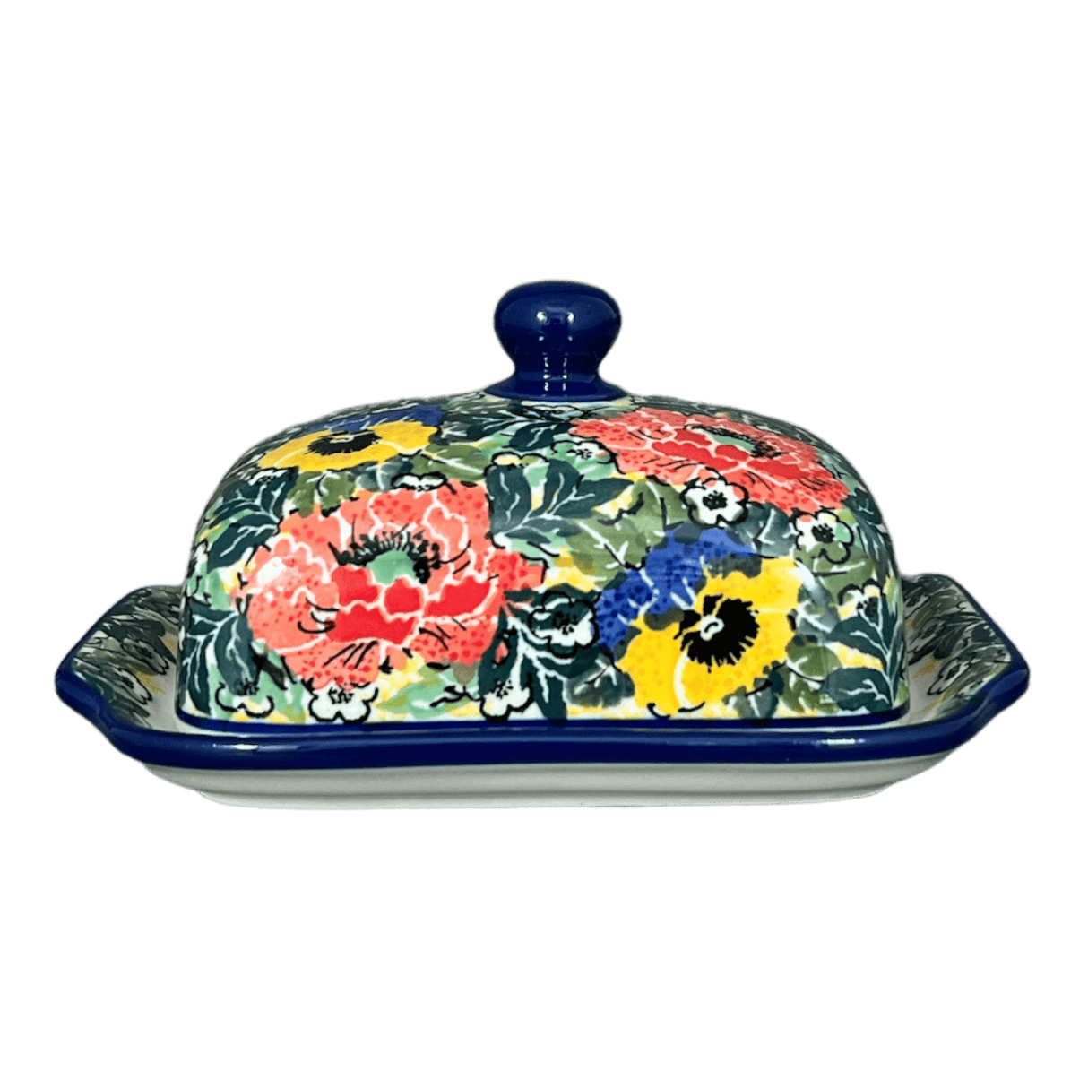 Butter Dish, 7" x 5.5" in "Tropical Love" by Ceramika Artystyczna | A295-U4705