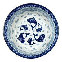 A picture of a Polish Pottery Bowl, Round, 6.25" in "Koi Pond" by Ceramika Artystyczna  | A209-2372X as shown at PolishPotteryOutlet.com/products/c-a-6-25-bowl-koi-pond-a209-2372x