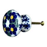 Drawer Pull, 1.25", WR (WR67A) in "Blue Floral Trellis" by W.R. Ceramika | WR67A-DT3