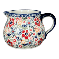 A picture of a Polish Pottery 1.5 Liter Pitcher (Full Bloom) | D043S-EO34 as shown at PolishPotteryOutlet.com/products/1-5-l-wide-mouth-pitcher-full-bloom-d043s-eo34