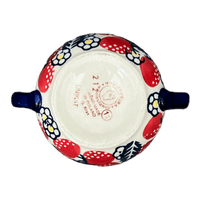 A picture of a Polish Pottery 3.5" Traditional Sugar Bowl (Strawberry Fields) | C015U-AS59 as shown at PolishPotteryOutlet.com/products/3-5-the-traditional-sugar-bowl-strawberry-fields-c015u-as59