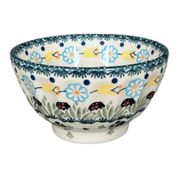 A picture of a Polish Pottery 5.5" Fancy Bowl (Lady Bugs) | C018T-IF45 as shown at PolishPotteryOutlet.com/products/5-5-fancy-bowl-lady-bugs