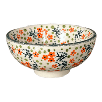 A picture of a Polish Pottery Dipping Bowl (Peach Blossoms) | M153S-AS46 as shown at PolishPotteryOutlet.com/products/4-25-dipping-bowl-peach-blossoms-m153s-as46