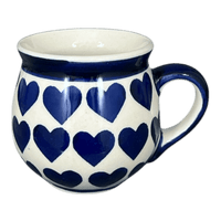 A picture of a Polish Pottery Small Belly Mug (Whole Hearted) | K067T-SEDU as shown at PolishPotteryOutlet.com/products/7-oz-belly-mug-whole-hearted-k067t-sedu