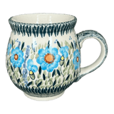 Mug, Belly Mug, 16oz Large in "Baby Blue Blossoms" by Manufaktura | K068S-JS49