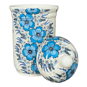 Polish Pottery Zaklady 2 Liter Container (Something Blue) | Y1244-ART374 Additional Image at PolishPotteryOutlet.com