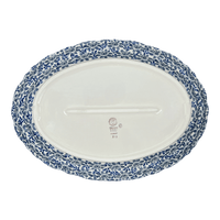 A picture of a Polish Pottery Large Scalloped Oval Platter (English Blue) | P165U-AS53 as shown at PolishPotteryOutlet.com/products/large-scalloped-oval-platter-english-blue-p165u-as53