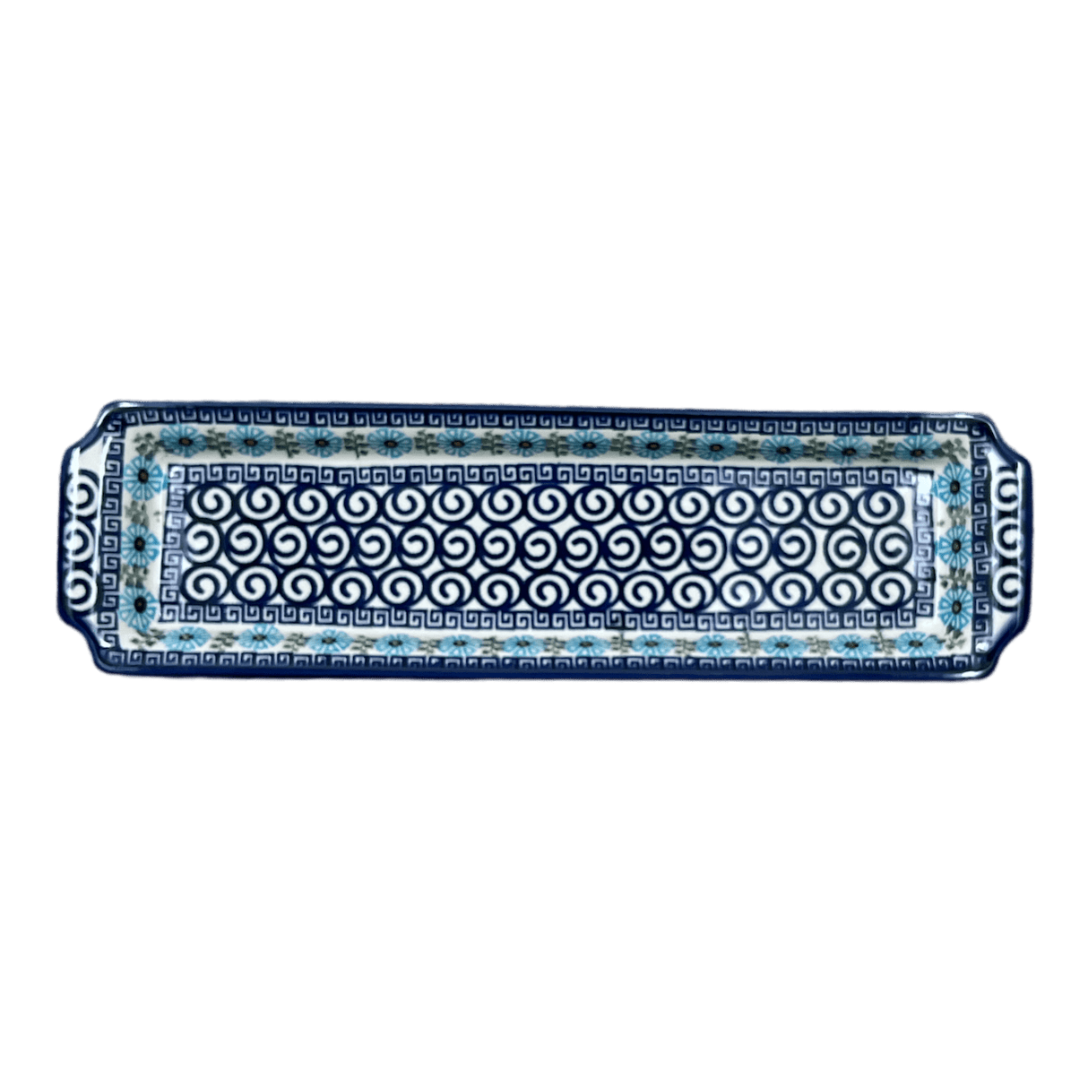 Tray, Rectangular, 16" x 4.5" in "Blue Daisy Spiral" by Andy | NDA203-38