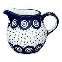 A picture of a Polish Pottery The Cream of Creamers-"Basia" (Peacock Dot) | D019U-54K as shown at PolishPotteryOutlet.com/products/6-5-oz-the-cream-of-creamers-basia-peacock-dot-d019u-54k
