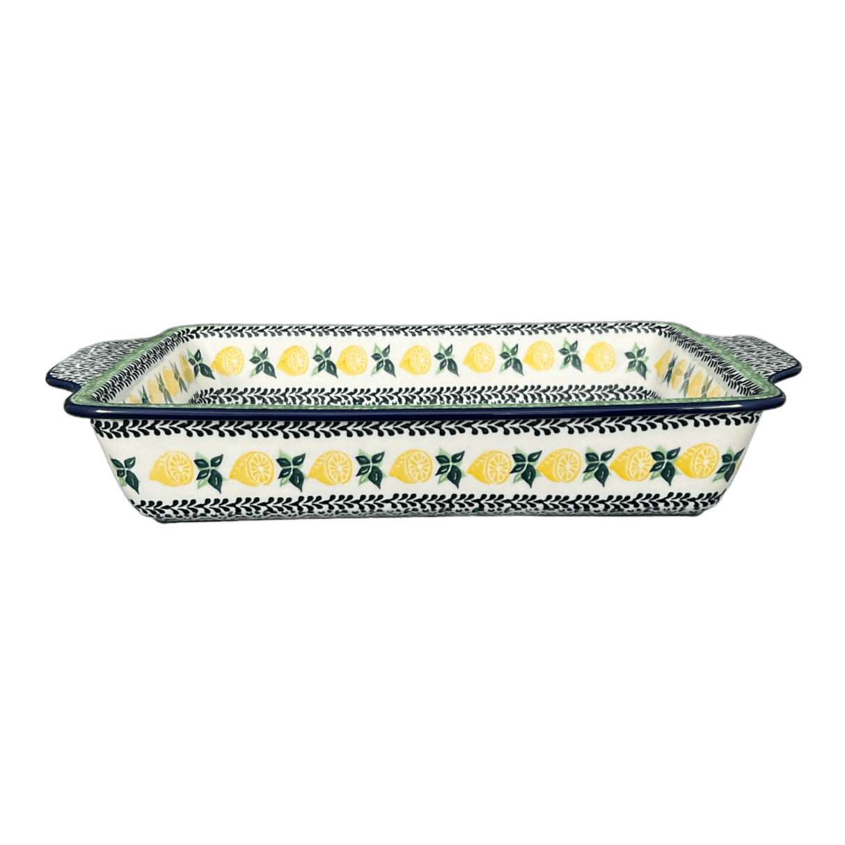 Casserole, Rectangular, Handles, 13" x 8" in "Lemons and Leaves" by Ceramika Artystyczna | AA59-2749X