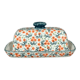 Butter Dish, American, 4" x 7.5" in "Peach Blossoms" by Manufaktura | M074S-AS46