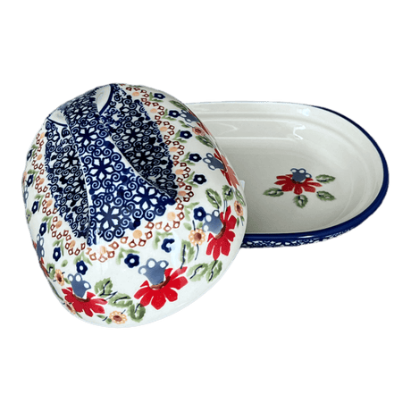 Butter Dish, Fancy, 5" x 7" in "Mediterranean Blossoms" by Manufaktura | M077S-P274