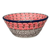 A picture of a Polish Pottery Bowl, Round, Ridged, 5.5" in "Coral Fans" by Ceramika Artystyczna | A696-2199X as shown at PolishPotteryOutlet.com/products/5-5-ridged-bowl-coral-fans-a696-2199x