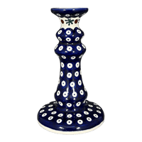 A picture of a Polish Pottery Candlestick, 7", WR (WR22C) in "Mosquito" by W.R. Ceramika | WR22C-SM3 as shown at PolishPotteryOutlet.com/products/7-candlestick-mosquito-wr22c-sm3