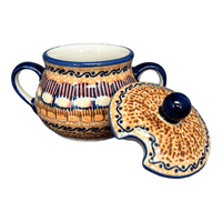 A picture of a Polish Pottery Bowl, Round, Sugar Bowl, 3.5" in "Desert Sunrise" by Manufaktura | C015U-KLJ as shown at PolishPotteryOutlet.com/products/the-traditional-sugar-bowl-desert-sunrise