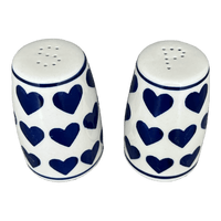 A picture of a Polish Pottery 3.75" Salt and Pepper (Whole Hearted) | S086T-SEDU as shown at PolishPotteryOutlet.com/products/3-75-salt-and-pepper-whole-hearted-s086t-sedu
