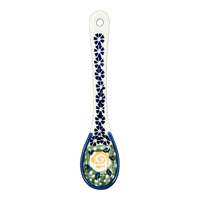 A picture of a Polish Pottery Sugar Spoon (Perennial Garden) | L001S-LM as shown at PolishPotteryOutlet.com/products/sugar-spoon-perennial-garden