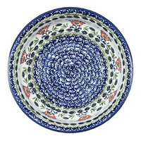 A picture of a Polish Pottery Bowl, Round, 9" Bowl in "Floral Fans" by Manufaktura | M086S-P314 as shown at PolishPotteryOutlet.com/products/9-bowl-floral-fans-m086s-p314