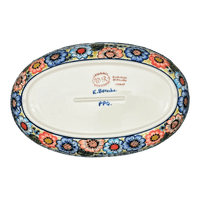 A picture of a Polish Pottery Oval Dish, 8.5" x 13.75", WR (WR13E) in "Rainbow Field" by W.R. Ceramika | WR13E-WR54 as shown at PolishPotteryOutlet.com/products/wr-8-5-x-13-75-oval-dish-rainbow-field-wr13e-wr54